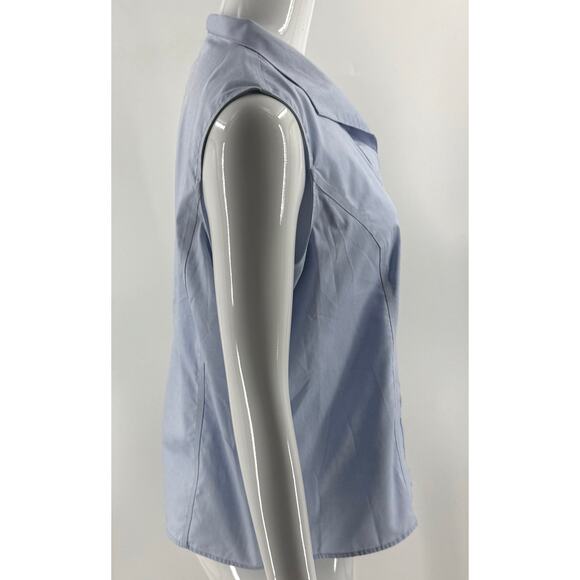 Calvin Klein Womens Sleeveless Button Up Top Size 14 Collared Non Iron Shirt - Picture 2 of 5